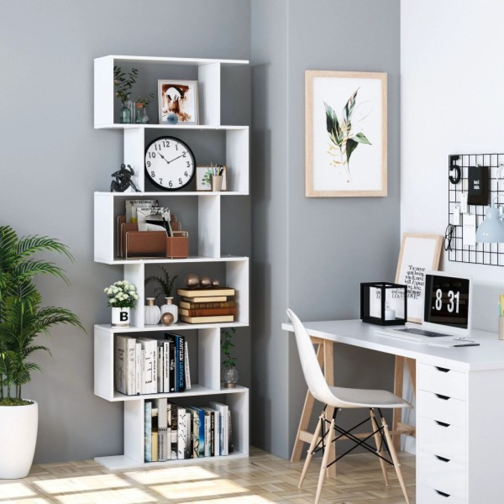Aden Home Beyaz Kitaplık, 6 Raflı Dekoratif Kitaplık, Çok Amaçlı Raf, Mdf, 180X70X24CM, MKTP21 - 1 Kitaplık Fiyatı