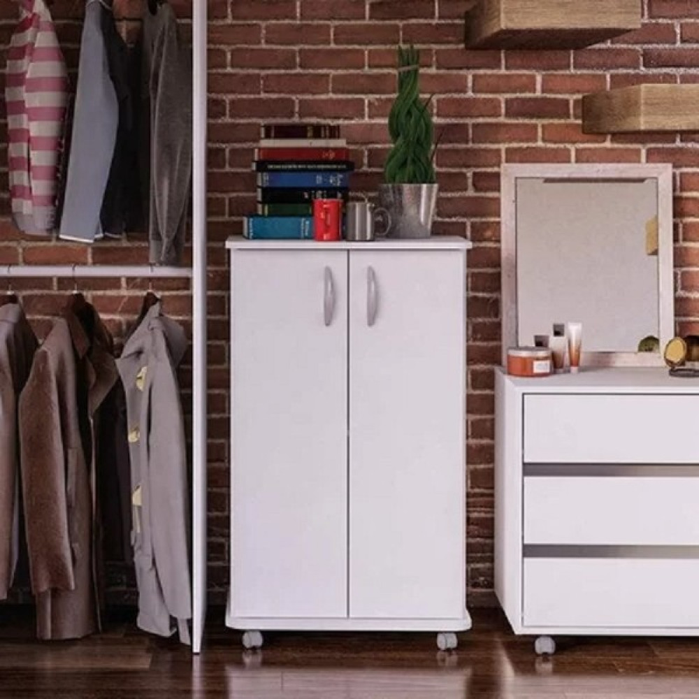 Aden Home Beyaz Mdf Çok Amaçlı Dolap, Şifonyer, Ayakkabılık, Banyo Dolabı, Oval Köşeli, 105X60CM, MAYK07 Ayakkabılık Fiyatı