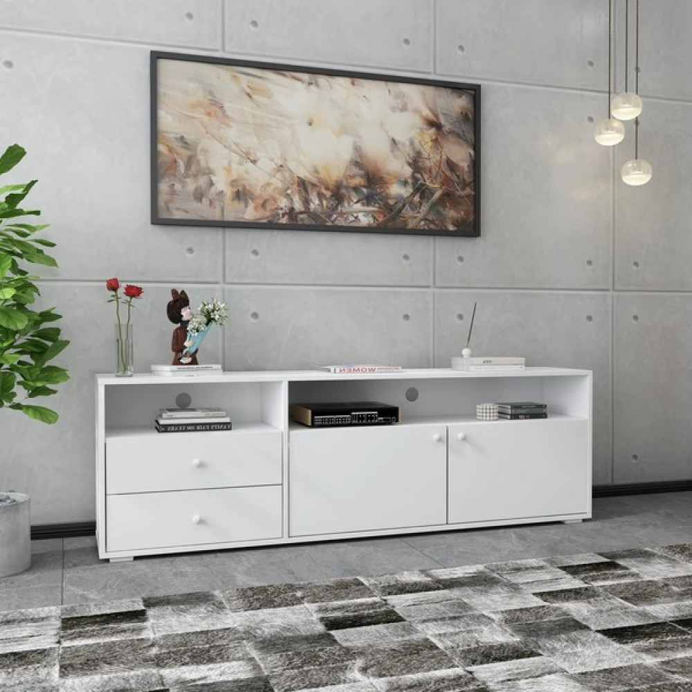 Aden Home Beyaz Tv Ünitesi, Mdf Tv Ünitesi, Çekmeceli Tv Sehpa Ünitesi, Beyaz Mdf Tv Ünitesi Konsol, TVU70 Tv Ünitesi / Sehpası Fiyatı