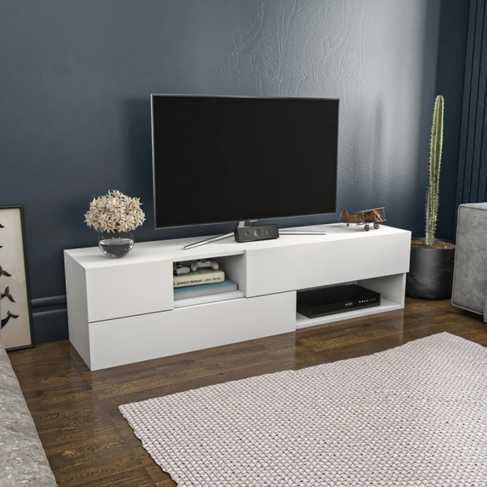 Aden Home Beyaz Tv Ünitesi, Mdf Tv Ünitesi, Kapaklı Tv Sehpa Ünitesi, Beyaz Mdf Tv Ünitesi Konsol, TVU66 Tv Ünitesi / Sehpası Fiyatı