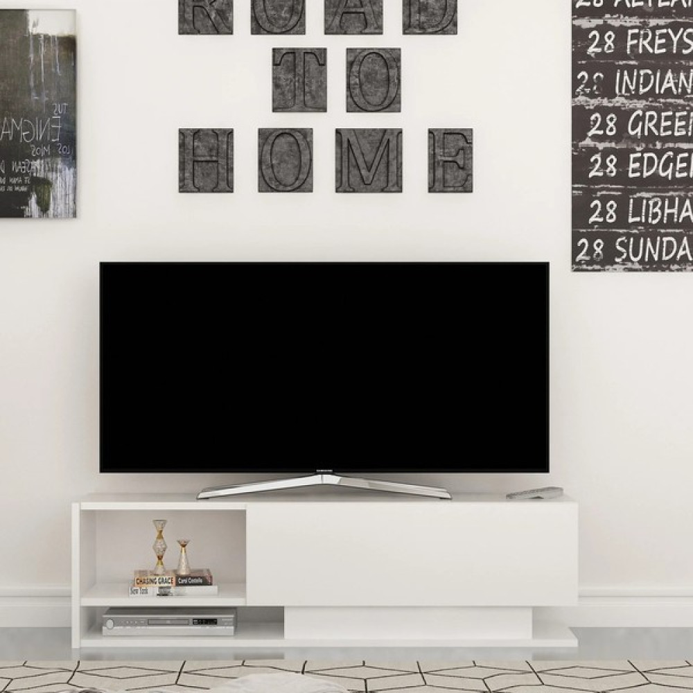 Aden Home Beyaz Tv Ünitesi, Mdf Tv Ünitesi, Kapaklı Tv Sehpa Ünitesi, Beyaz Mdf Tv Ünitesi Konsol, TVU71 Tv Ünitesi / Sehpası Fiyatı