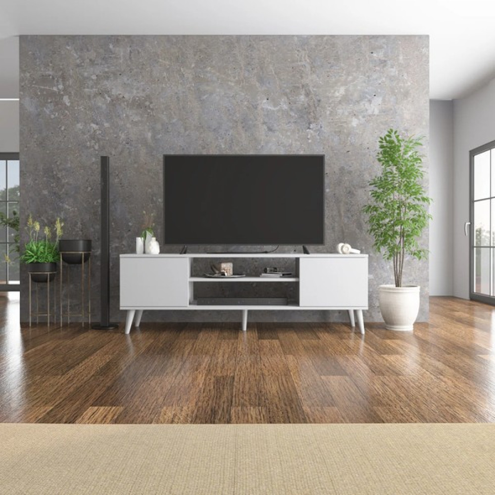 Aden Home Beyaz Tv Ünitesi, Mdf Tv Ünitesi, Kapaklı Tv Sehpa Ünitesi, Beyaz Mdf Tv Ünitesi Konsol, TVU89 Tv Ünitesi / Sehpası Fiyatı