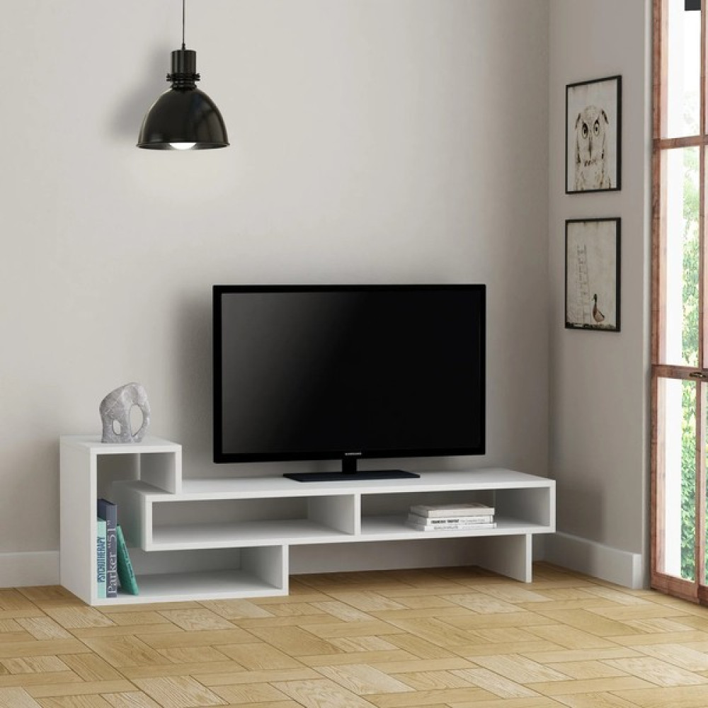 Aden Home Beyaz Tv Ünitesi, Mdf Tv Ünitesi, Kitaplıklı Tv Sehpa Ünitesi, Beyaz Mdf Tv Ünitesi Konsol, TVU55 Tv Ünitesi / Sehpası Fiyatı