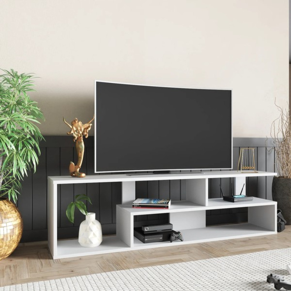 Aden Home Beyaz Tv Ünitesi, Mdf Tv Ünitesi, Raflı Tv Sehpa Ünitesi, Beyaz Mdf Tv Ünitesi Konsol, TVU88 Tv Ünitesi / Sehpası Fiyatı