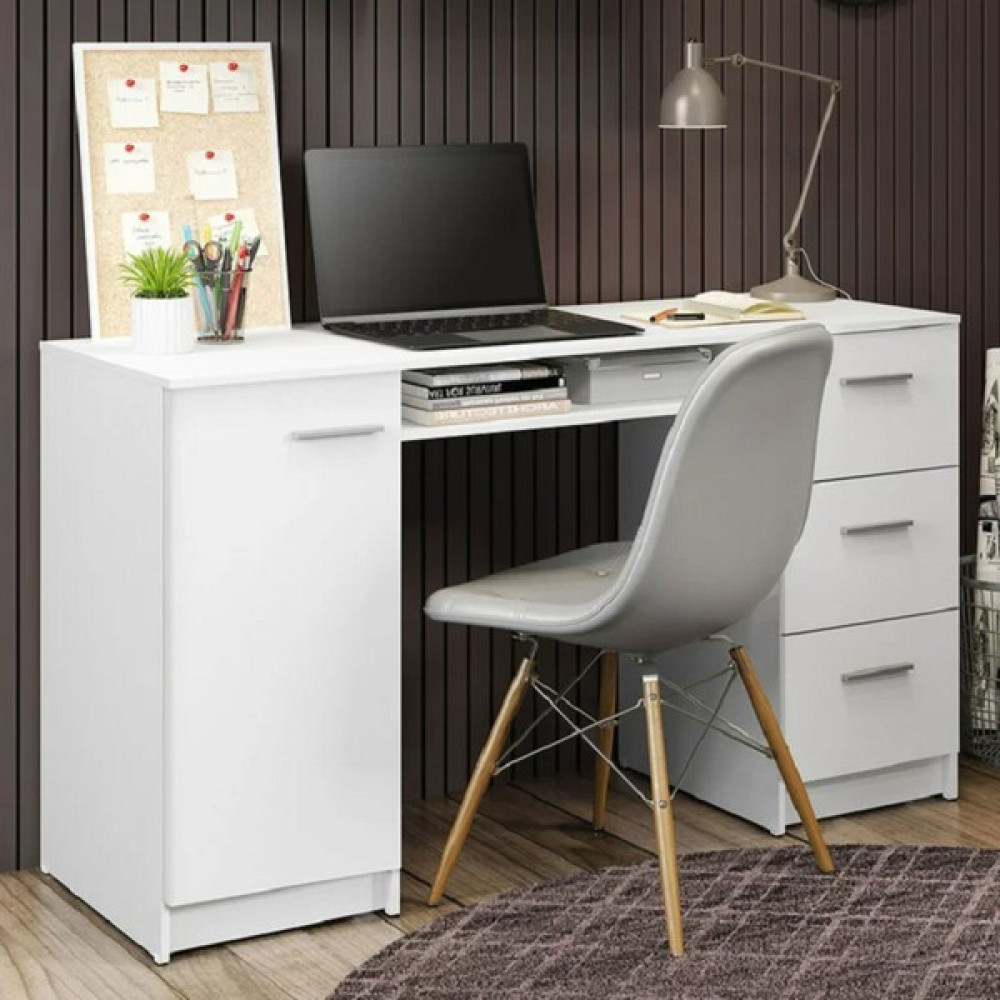 Aden Home Çekmeceli Kitaplıklı Çalışma Masası, Bilgisayar Masası, Beyaz Mdf, Ofis Çalışma Masası, CM117 - 120 x 75 x 50 cm Çalışma Masası Fiyatı