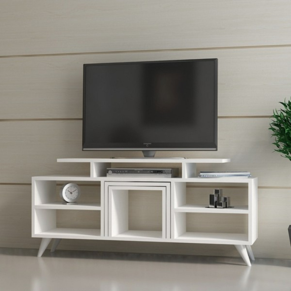 Aden Home Falcone Modern Tv Ünitesi, 2'li Sehpalı Tv Ünitesi, Beyaz Tasarım %100 Mdf, TVU10 Tv Ünitesi / Sehpası Fiyatı
