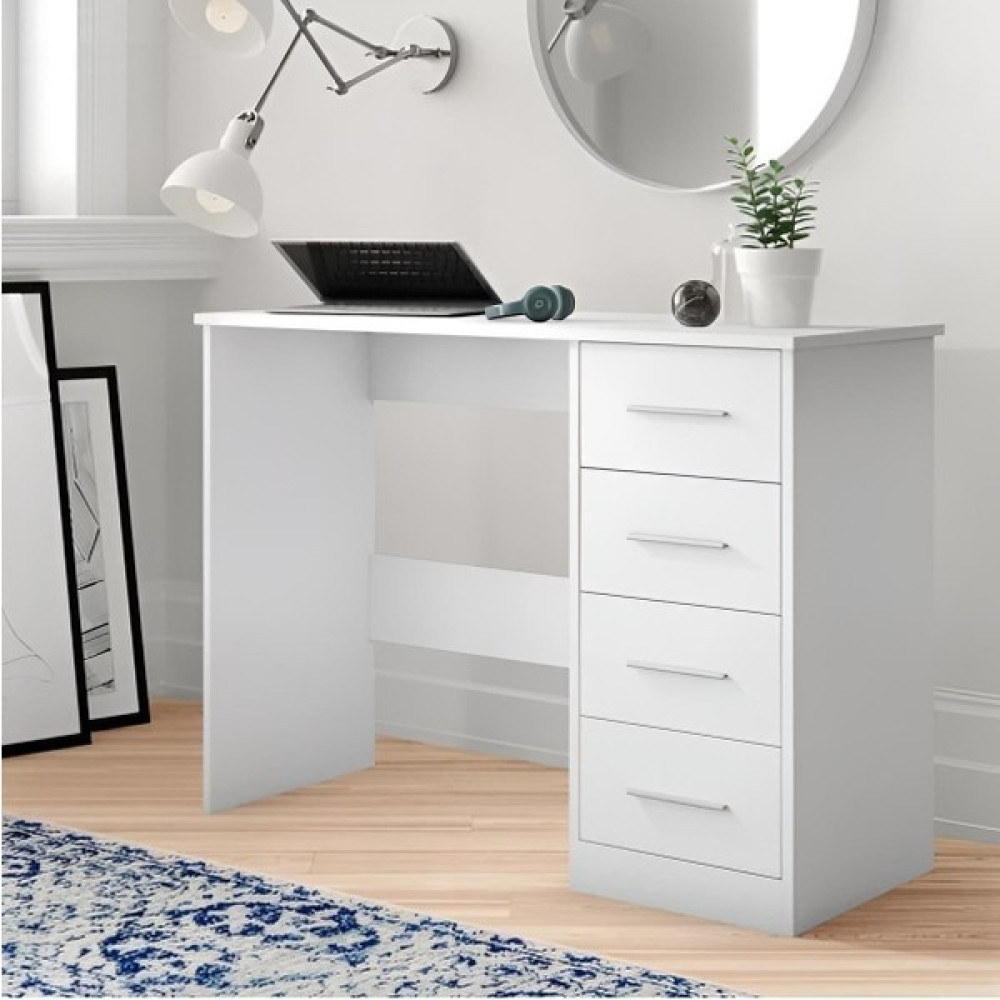 Aden Home Kitaplıklı Çalışma Masası, %100 Mdf Beyaz Çalışma Masası, Ofis Çalışma Masası, Genç Odası, CM95 - 100 x 75 x 50 cm Çalışma Masası Fiyatı
