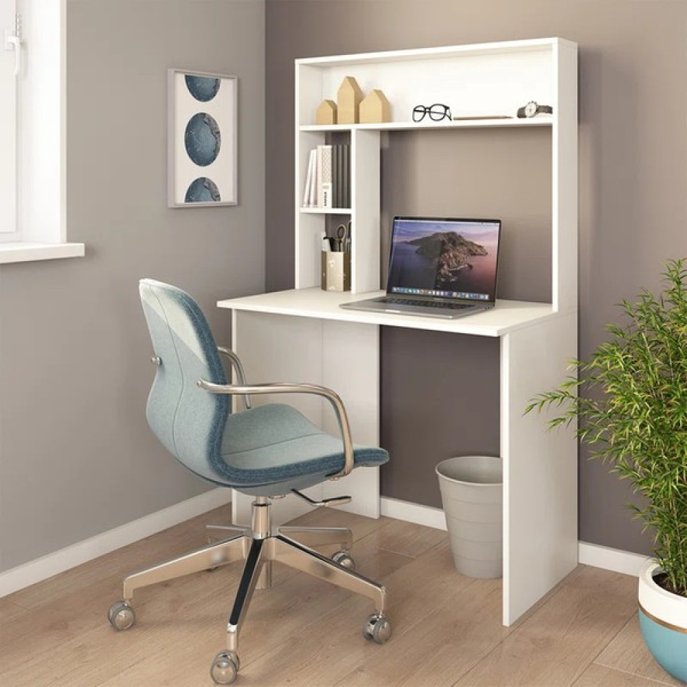 Aden Home Kitaplıklı Çalışma Masası, Beyaz Çalışma Masası, Ders Çalışma Masası, Bilgisayar Masası - CM54 - 150 x 90 x 50 Çalışma Masası Fiyatı