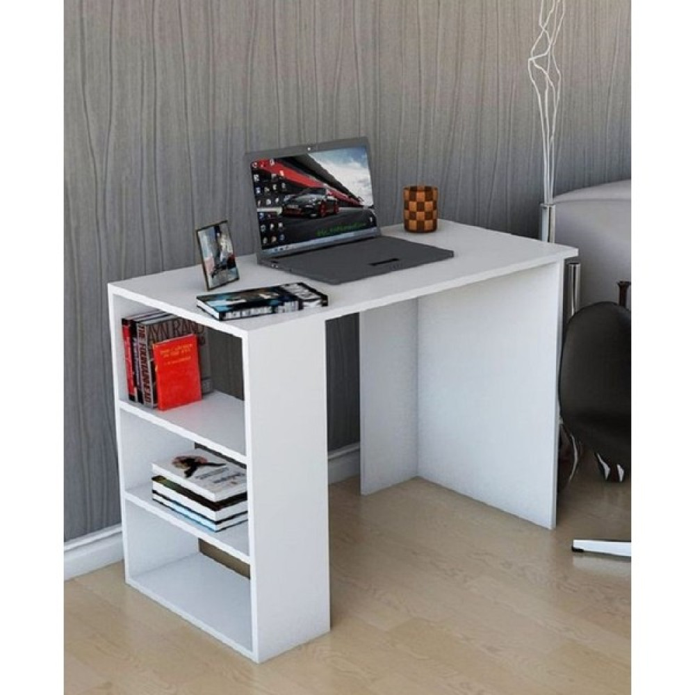Aden Home Kitaplıklı Çalışma Masası, Beyaz Çalışma Masası, Ders Çalışma Masası, Ofis Masası 100X50CM - CM61 - 75 x 100 x 50 Çalışma Masası Fiyatı