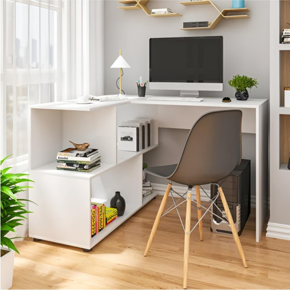 Aden Home Kitaplıklı Çalışma Masası, Bilgisayar Masası, Beyaz Mdf Ofis Çalışma Masası CM108 - 120 x 75 x 100 cm Çalışma Masası Fiyatı