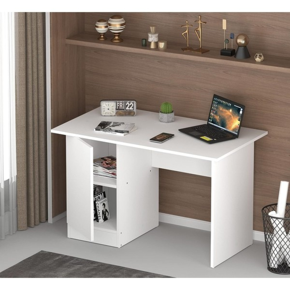 Aden Home Kitaplıklı Çalışma Masası, Bilgisayar Masası, Beyaz Mdf, Ofis Çalışma Masası, CM118 - 100 x 75 x 50 cm Çalışma Masası Fiyatı