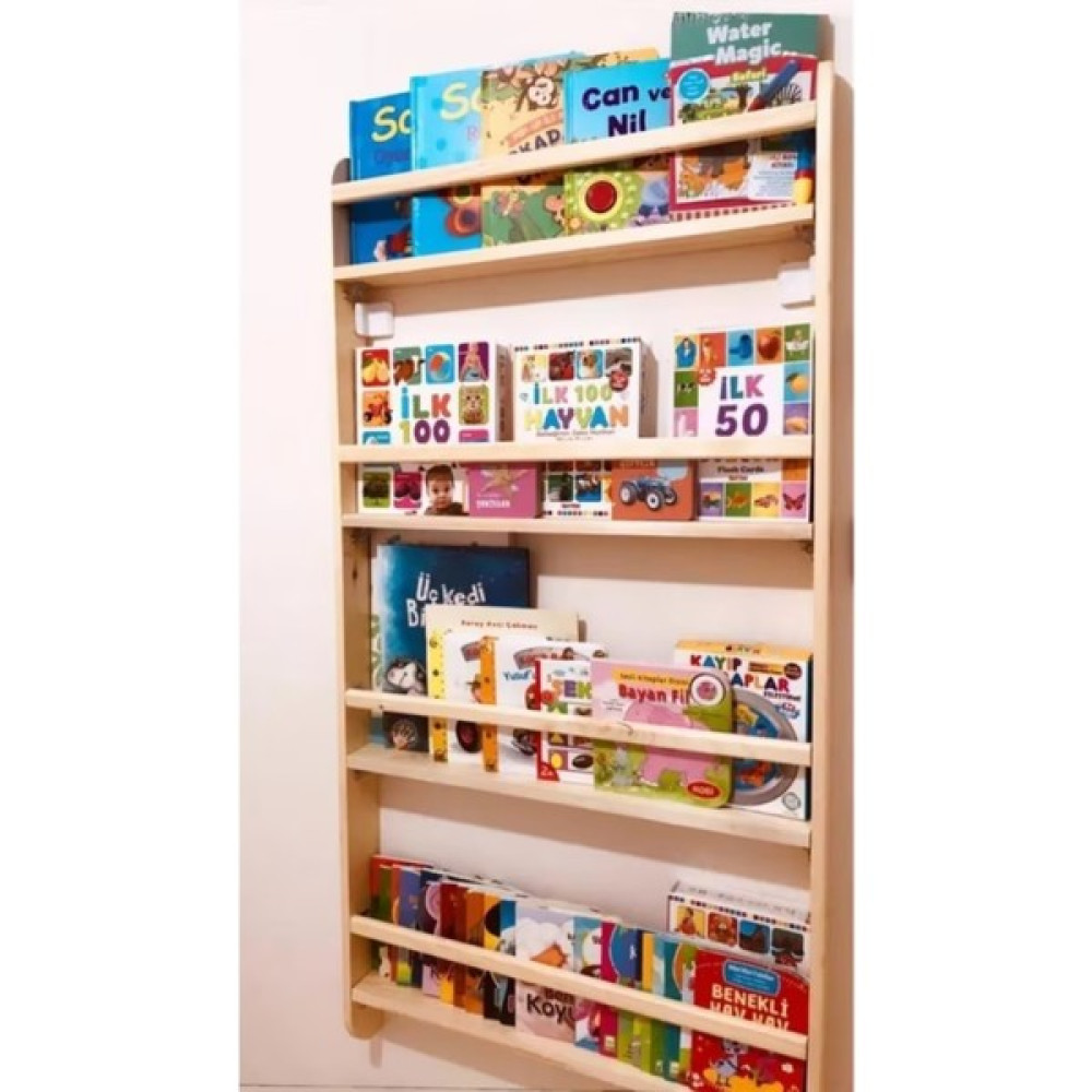 Aden Home Montessori 100×60CM Çocuk Odası Eğitici Kitaplık, Ahşap Duvara Monte 4 Raflı 100X60CM Duvar Rafı Fiyatı