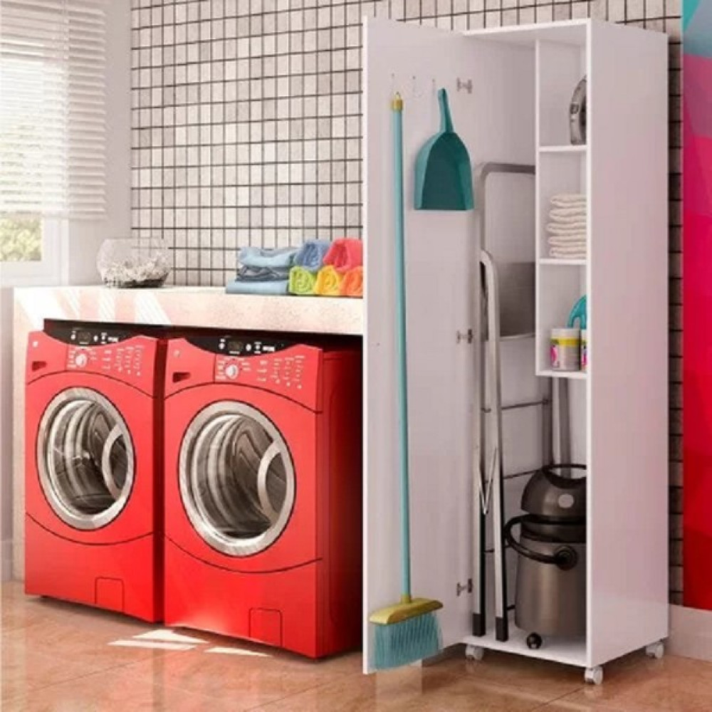 Aden Home Tekerlekli Banyo Dolabı, Beyaz, Banyo Düzenleyici, Çamaşır Makinesi Boy Dolabı, %100 Mdf, MBNY10 - Beyaz Banyo Dolabı / Mobilyası Fiyatı