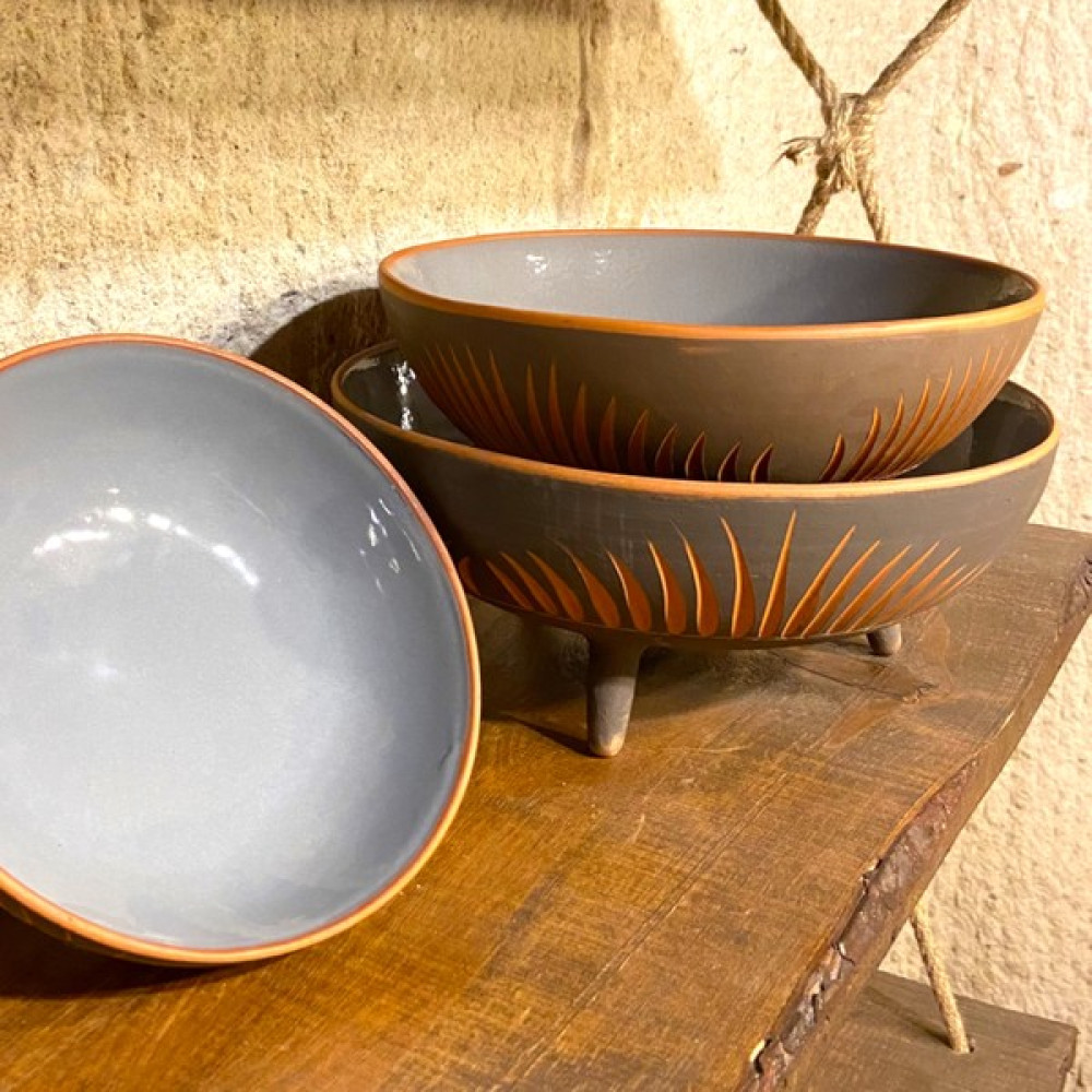 AdenArt El Yapımı 3'lü Toprak Sırlı Sunum Kasesi Seti Gri 30 cm 26 cm 20 cm Oto Boyaları Fiyatı