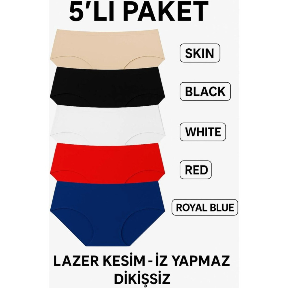 Adeniz 5’li Paket Extra Yüksek Bel Lazer Kesim Bikini Külot –ız Yapmaz,dikişsiz,esnek,yumuşak(Rahat Kalıp) Külot Fiyatı