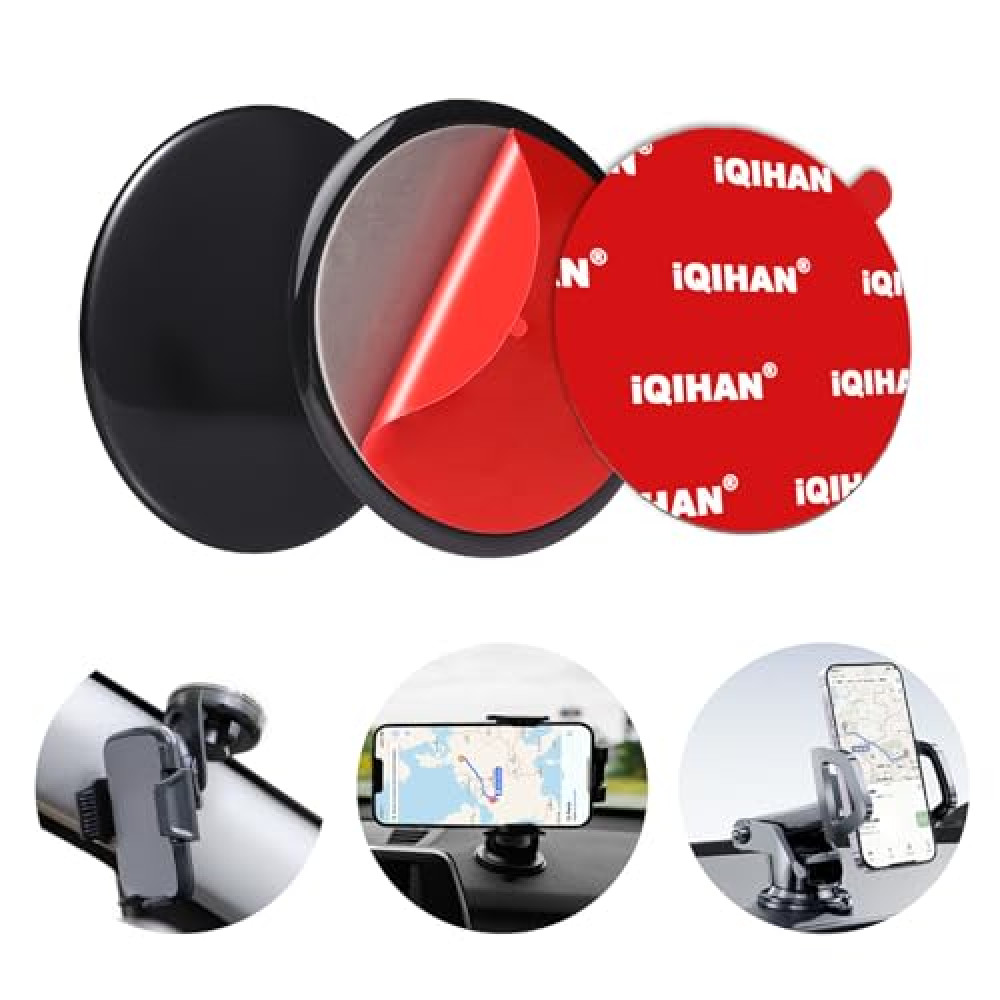 Adhesive Dashboard Pad Mounting Disk for Car Suction Cup Phone Holder Mount Base, 2pack 80mm(3.15") Extra Sticky Plastic Replacement Disc for Garmin Tom Tom GPS Cell Phone Stand Cradle Tablet Etc