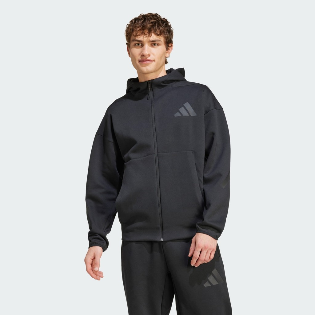 Adidas Sportswear JE7538 Z.N.E. Kapüşonlu Full-Zip Erkek Ceket Siyah Düz Desen 2024 Sonbahar - Kış Erkek Ceket Fiyatı
