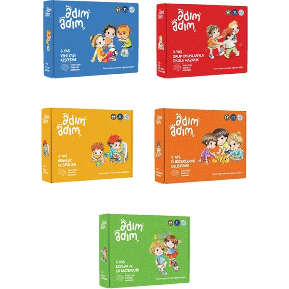 Adım Adım Eğitim Seti - 3 Yaş (5 Kitap Takım) Zihinsel Gelişim Kitapları Fiyatı