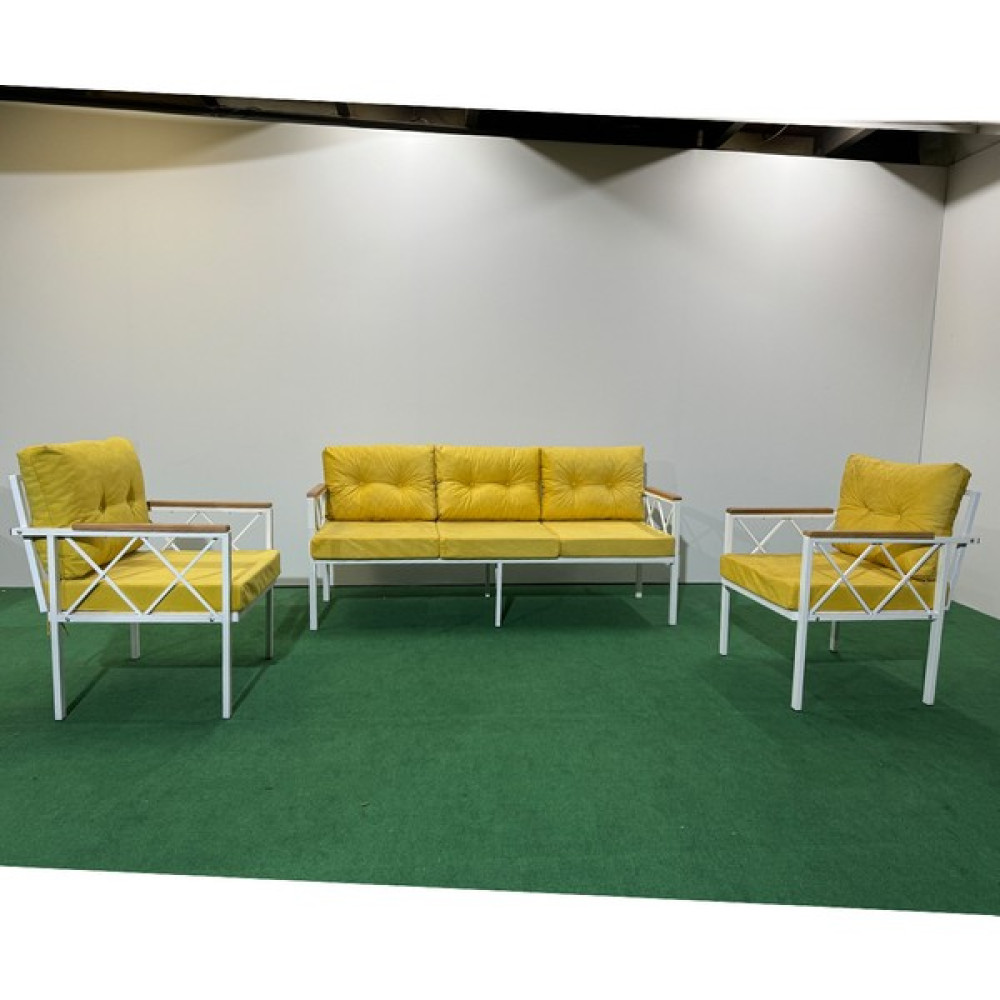 Adım Shops Adımshops 3+1+1 Beyazprofil Bahçe,balkon,teras,cafe,çay Seti,oturma Grubu,koltuk Takımı,ofis Koltuğu 3+1+1beyaz - Sarı Koltuk Takımı / Seti Fiyatı