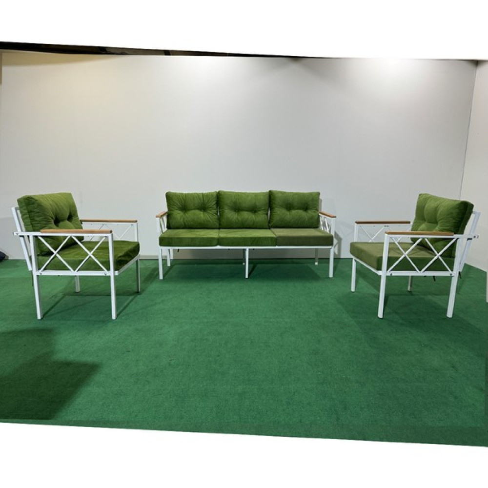 Adım Shops Adımshops 3+1+1 Beyazprofil Bahçe,balkon,teras,cafe,çay Seti,oturma Grubu,koltuk Takımı,ofis Koltuğu 3+1+1beyaz - Yeşil Koltuk Takımı / Seti Fiyatı
