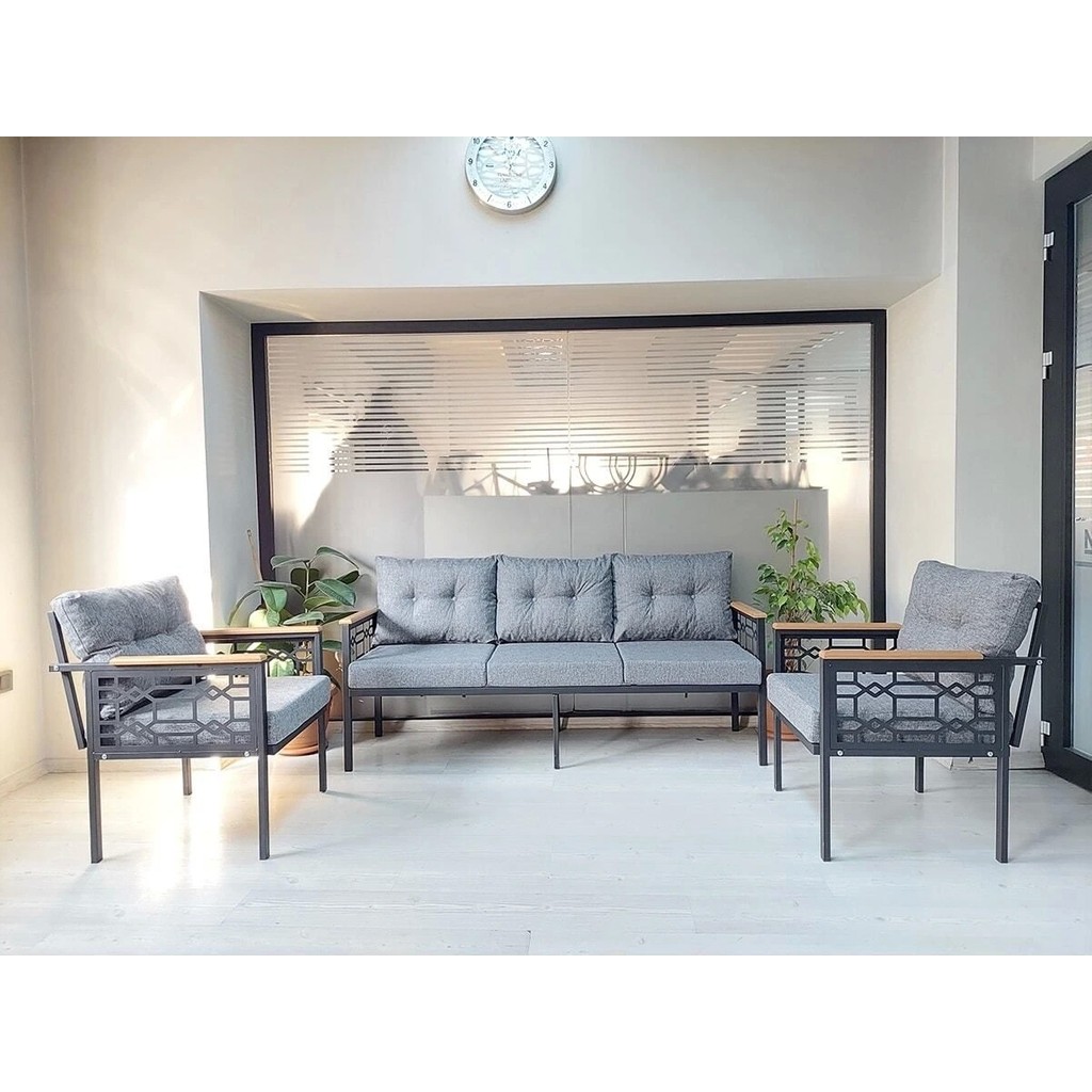 Adım Shops Inci Balkon-Bahçe-Kafe Çay Seti Koltuk Oturma Takımı-Oturma Grubu Çstakımlazer - Gri Koltuk Takımı / Seti Fiyatı