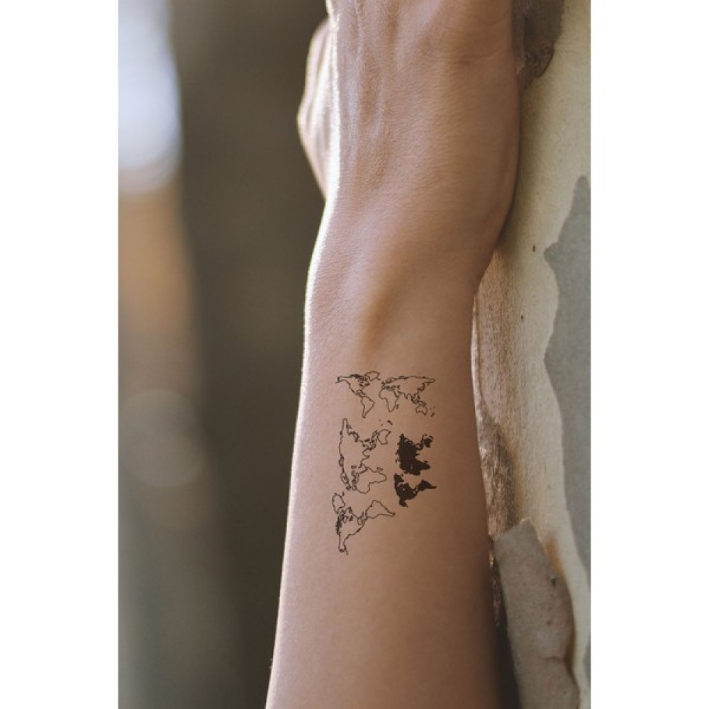 Adin Tasarım Dünya Desenli Geçici Dövme Tattoo Mini Dövme Su Geçirmez Vücut Kol Bacak Dövmesi Altın, Takı & Aksesuar Fiyatı