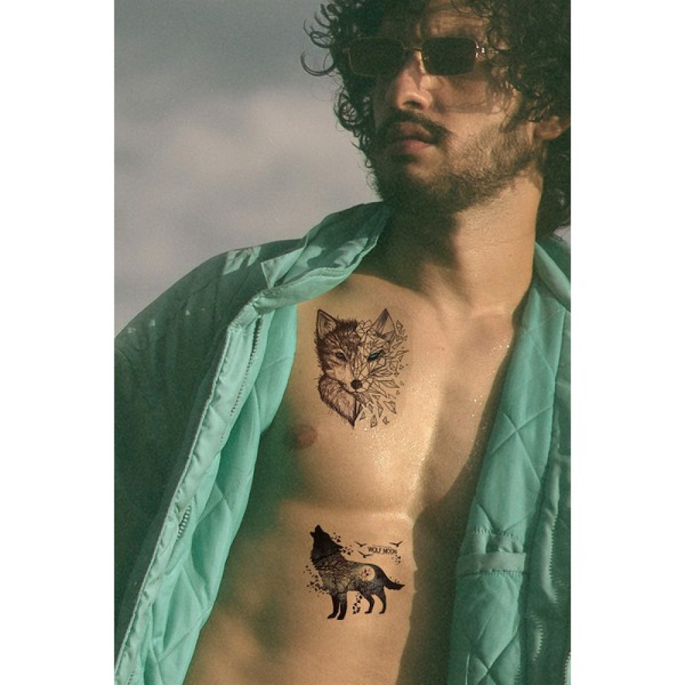 Adin Tasarım Kurt Desenli Geçiçi Dövme Gerçekçi Geçici Kurt Dövme Tattoo Erkek Dövme Vücut Dövmesi Altın, Takı & Aksesuar Fiyatı