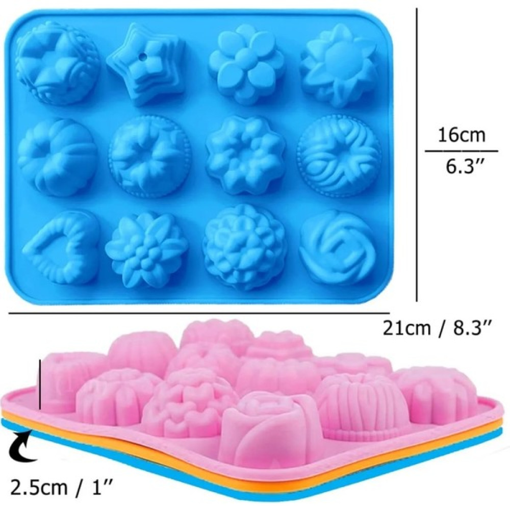 Adin Tasarım Silikon Karışık Çikolata Kalıbı 12LI Mini Kek Pop Kek Cake Pops Muffin Mum Sabun Kokulu Taş Kalıbı Kek Kalıpları Fiyatı