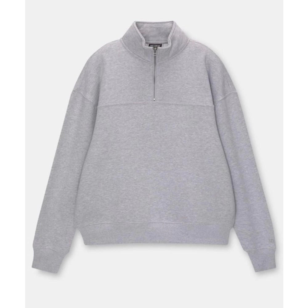 Adisia Oversize Yarım Farmuarlı Yakalı Basic Sweatshirt - Gri - 2XL Oto Boyaları Fiyatı