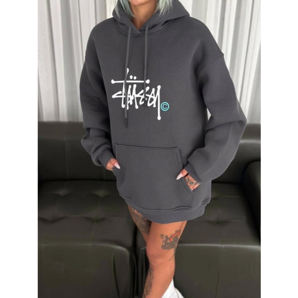 Adisia Üç Iplik Kapşonlu Baskılı Sweatshirt - Füme - XL Oto Boyaları Fiyatı
