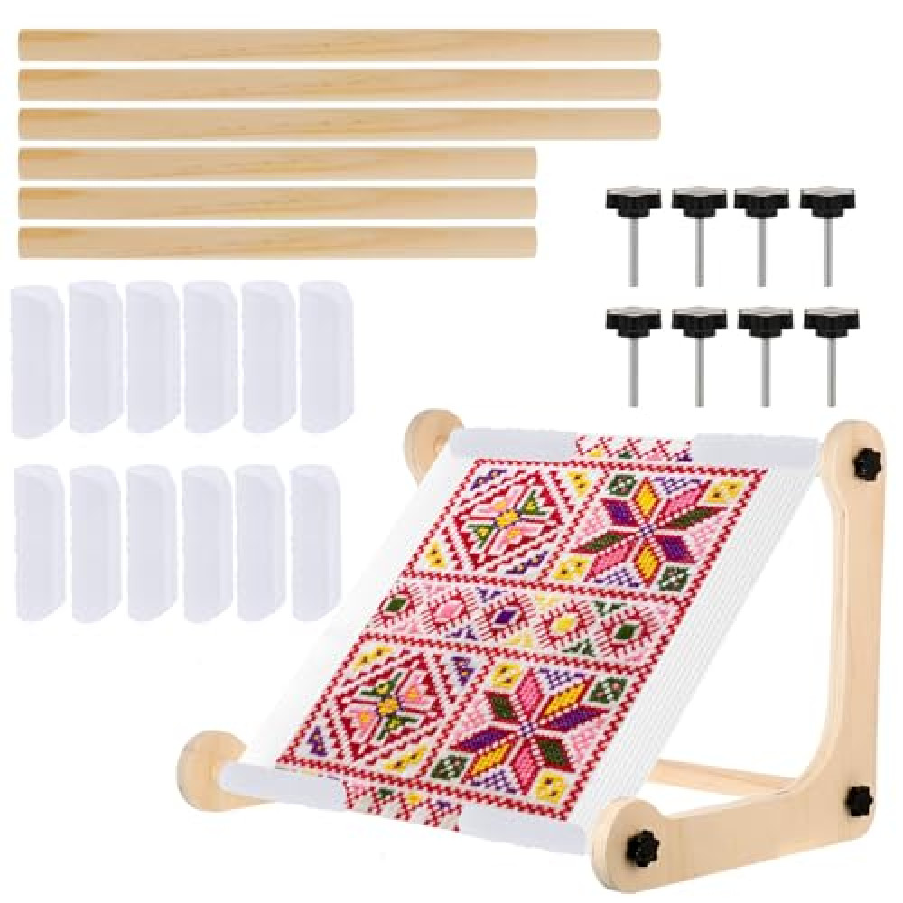 Adjustable Embroidery Table Stand,Cross Stitch Hoop Stand,Wood Embroidery Holder,Cross Stitch Frame for Lap or Table Top Cross Stitch or Tapestry Needlepoint Embroidery,2 Sizes Rod ( 11.8" and15.75)