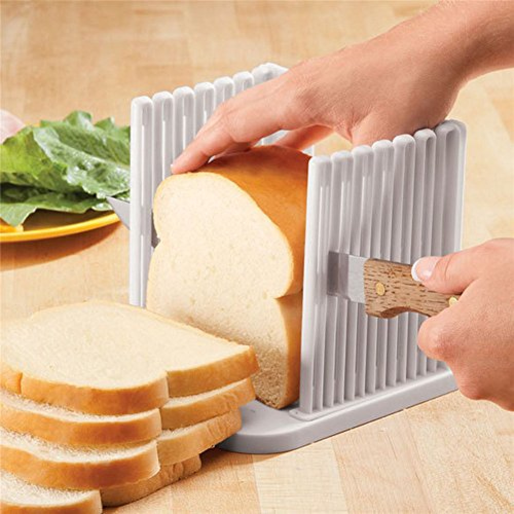 Adjustable Toast Slicer/ Cutting Guide for Homemade Bread, Plastic Bread Slicer Loaf for Slicing Bread Foldable Kitchen Baking Tools (White) Spare Parts and Accessories Fiyatı
