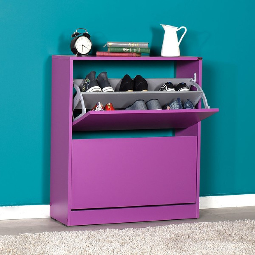 Adore Flat Duo 2 Katlı Geniş Ayakkabılık Dolabı - Mor Ayakkabılık Fiyatı