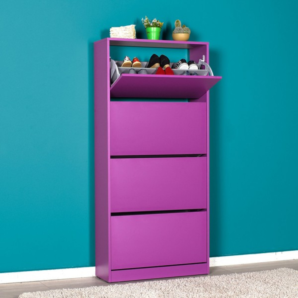 Adore Flat Duo 4 Katlı Geniş Ayakkabılık Dolabı - Mor Ayakkabılık Fiyatı