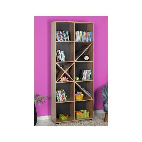 Adore KTP-910-SN-1 10 Raflı Sonoma Dekoratif Kitaplık