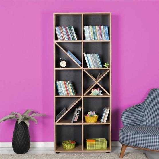 Adore KTP-910-SN-1 10 Raflı Sonoma Dekoratif Kitaplık