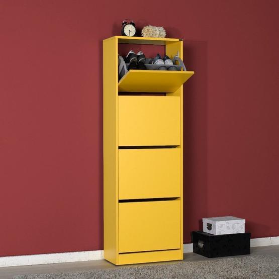 Adore Mobilya Flat Duo 4 Katlı Sarı Ayakkabılık Dolabı