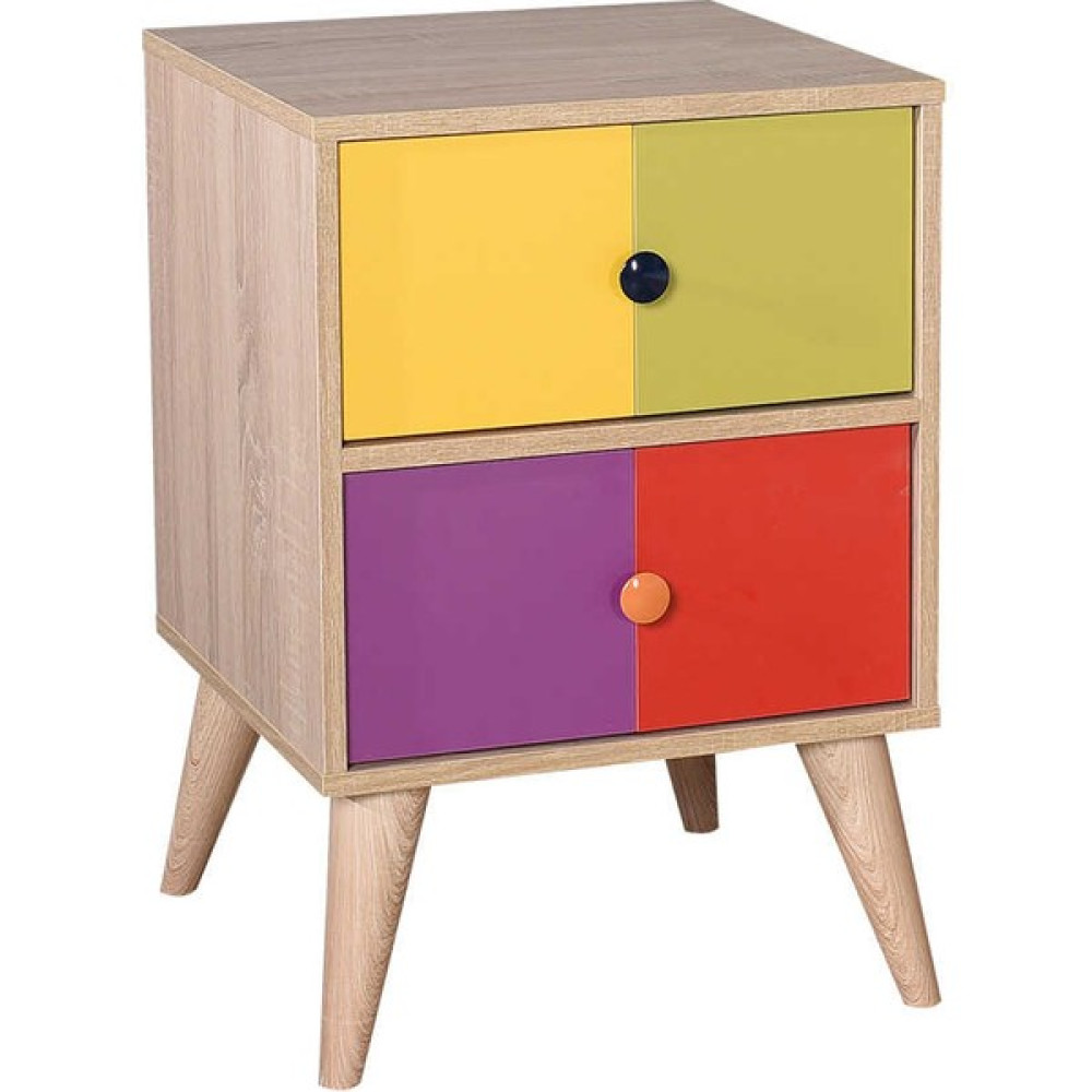 adore mobilya Rainbow 2 Çekmeceli Komodin-Sonoma-Renkli 44X66X44 cm (Gxyxd) - Renkli Şifonyer Fiyatı