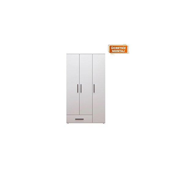 Adore Mobilya White 3 Kapılı 1 Çekmeceli Gardırop