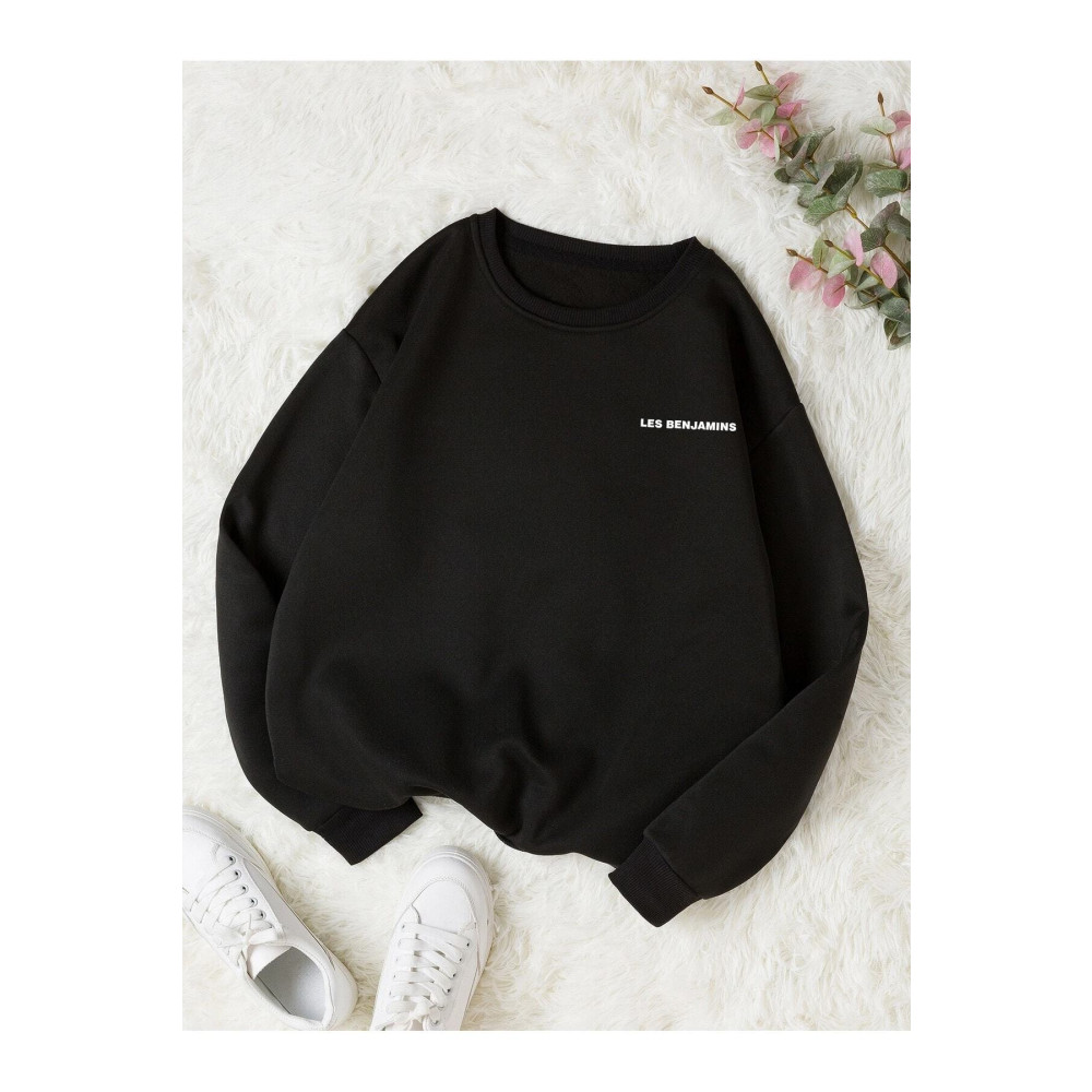 Adrift Unisex Kadın/erkek Siyah Lesbenjamins Renkli Oversize Bisiklet Yaka Pamuklu Sweatshirt M Beden Bayan Sweatshirt Fiyatı