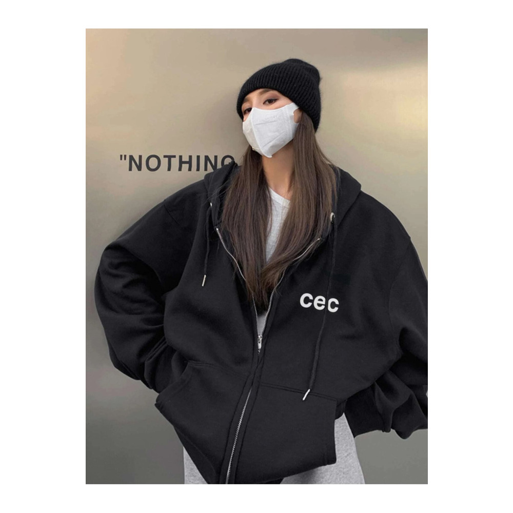 Adrift Unisex Siyah CEC Baskılı Oversize Kapüşonlu Hırka S Beden Kadın Hırka Fiyatı