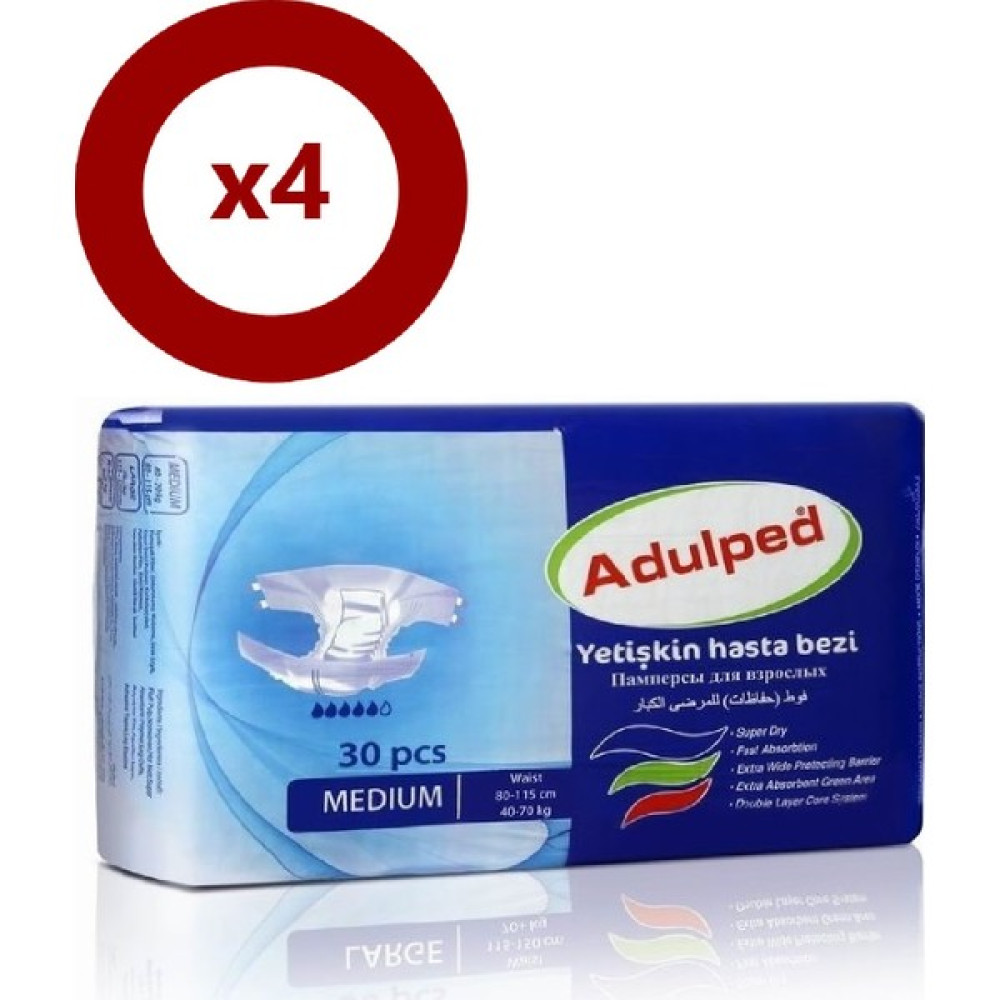 Adulped Belbantlı Hasta Bezi Medium 120 Adet ( 30 Adet x 4 Paket Hasta Bezleri ve Temizliği Fiyatı