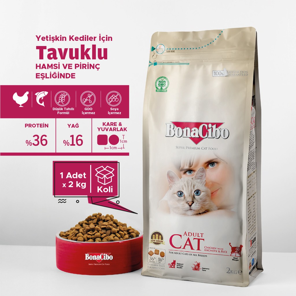 Adult Cat Tavuklu Yetişkin Kedi Maması 2 Kg, Tüm Irklar Için, Doğal, Şeker Içermez Evcil Hayvan Ürünleri Fiyatı
