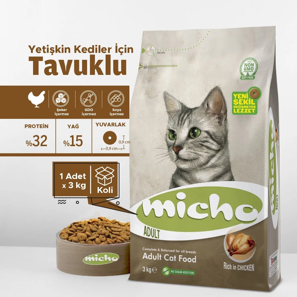 Adult Cat Tavuklu Yetişkin Kedi Maması 3 Kg, Tüm Irklar Için, Doğal, Şeker Içermez Evcil Hayvan Ürünleri Fiyatı