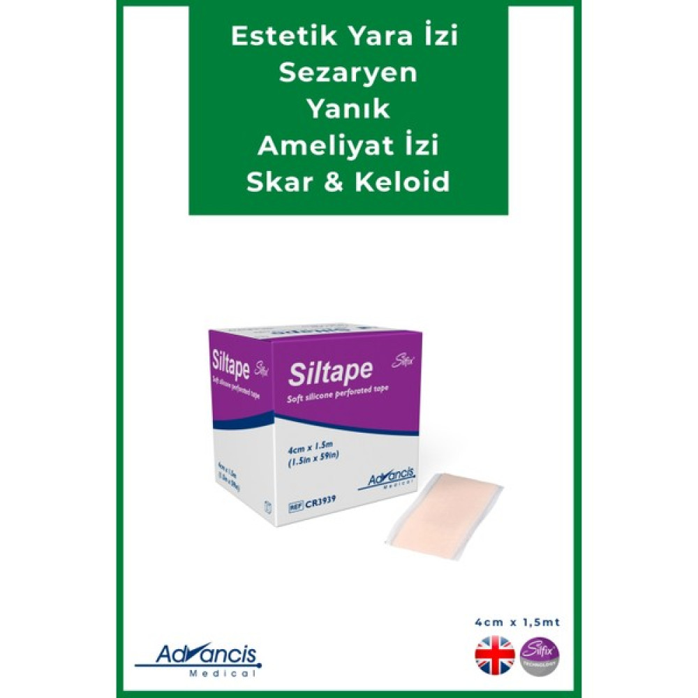 Advancis UK Siltape Soft Silikon Bant -dikiş izi-sezaryen-yanık-estetik 4cm x1,5 Ecza & Malzeme Dolabı Fiyatı