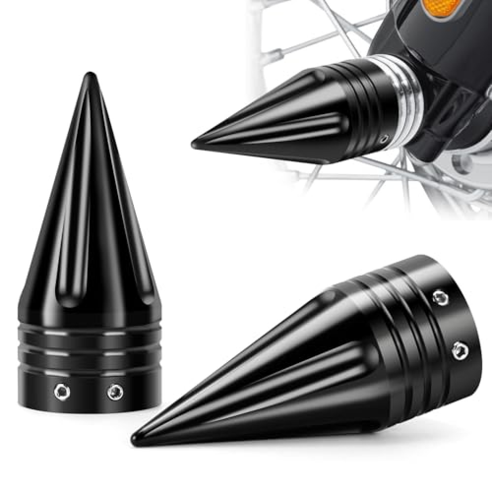 AEEAST 3.6" Alxe Nut Covers, Front Axle Caps Compatible for Harley Davidson Street Road Electra Tri Glide Road King Fat Boy Dyna 2002-2025, Black