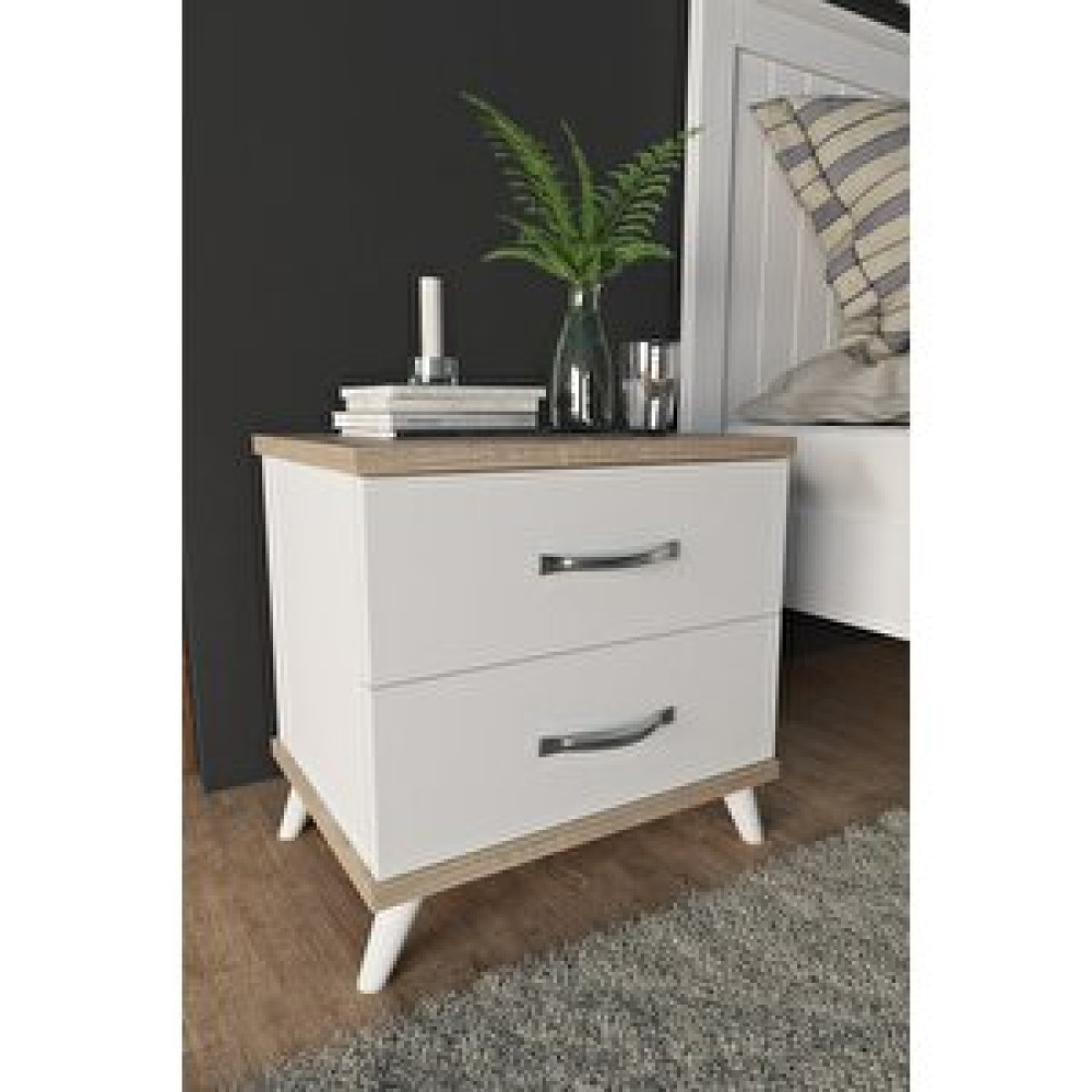 Aeka AE-2029 İnci 2 Çekmeceli Beyaz Komodin 49 cm Komidin Fiyatı