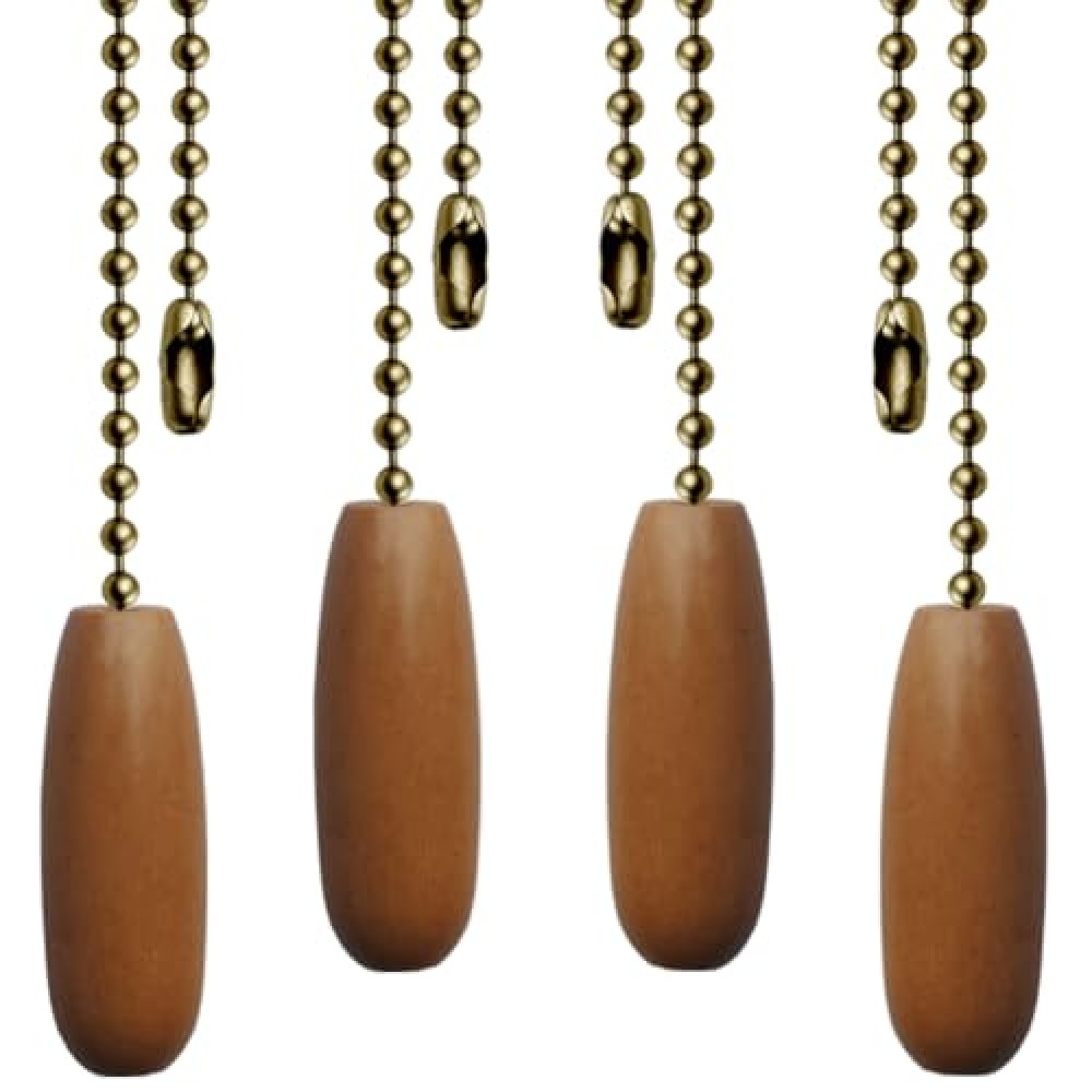 Aeknewo 4 Pack Ceiling Fan Pull Chains 12-inch Beaded Ball Chains Wooden Decorative Pendant Extension Chains for Ceiling Light Lamp Fan Chain(Bronze)