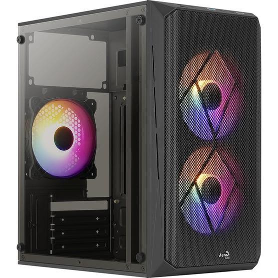 Aerocool AE-CS107P500 CS-107 500 W 3x 12 cm FRGB Fanlı Tam Mesh Ön Panel Micro ATX Mini ITX Siyah Oyuncu Kasası