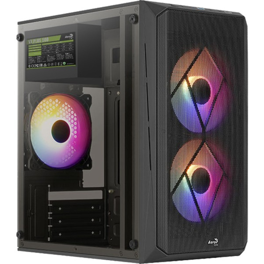 Aerocool CS-107 500W 3X12CM FRGB Fanlı Tam Mesh Ön Panel Micro ATX / Mini ITX Bilgisayar Kasası (AE-CS107P500) PC Kasaları Fiyatı